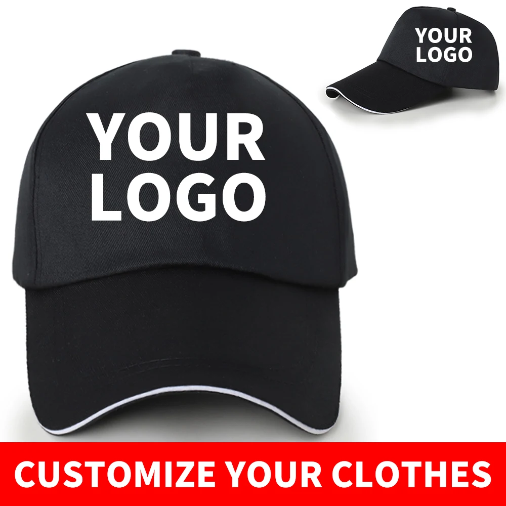 

Custom baseball cap with logo printed with embroidered text photo pure casual solid color cap black cap Snapback for men SA-8