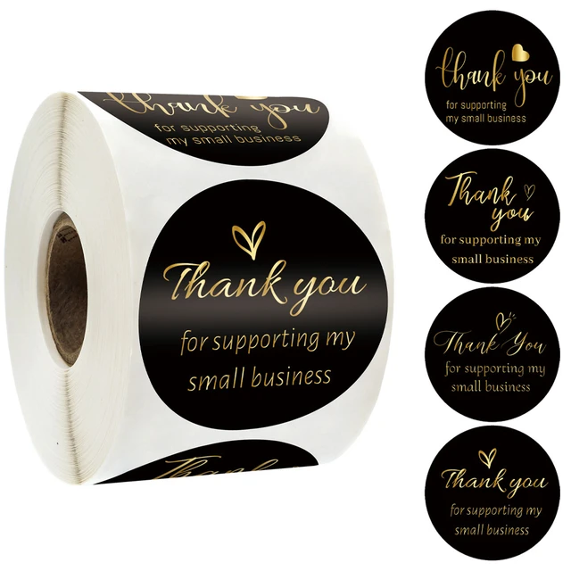 Small Gold Thank You Stickers, 500 pcs in 1.5 Inch