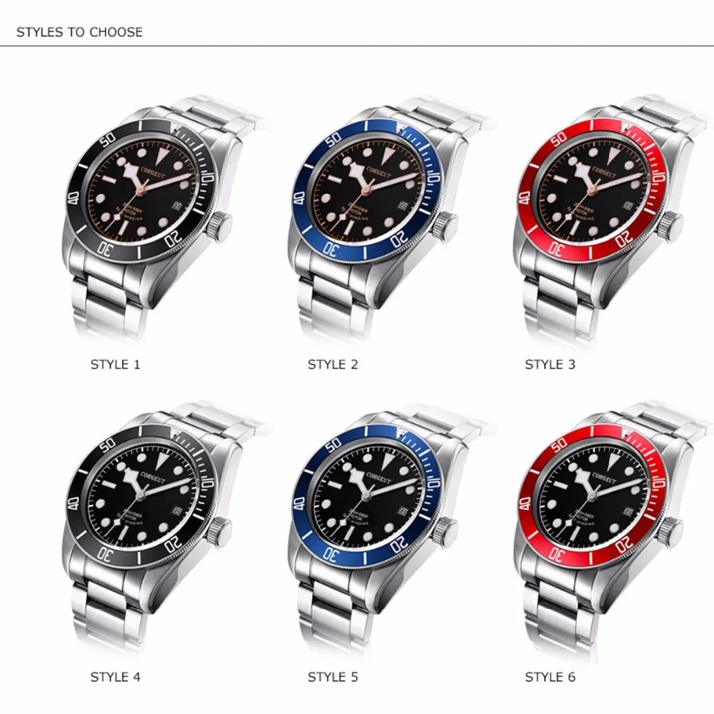 

Luxury Top Brand Mechanical Watch luminous sapphire Men Automatic Military Sport Swim Clock Leather Mechanical Wrist Watches