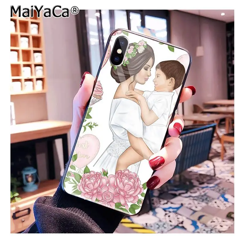 MaiYaCa черный коричневый волос для мамы, дочки, сына, папы, закаленное стекло, чехол для телефона iphone 11 Pro XR XS MAX 8X7 6S 6 Plus - Цвет: A15