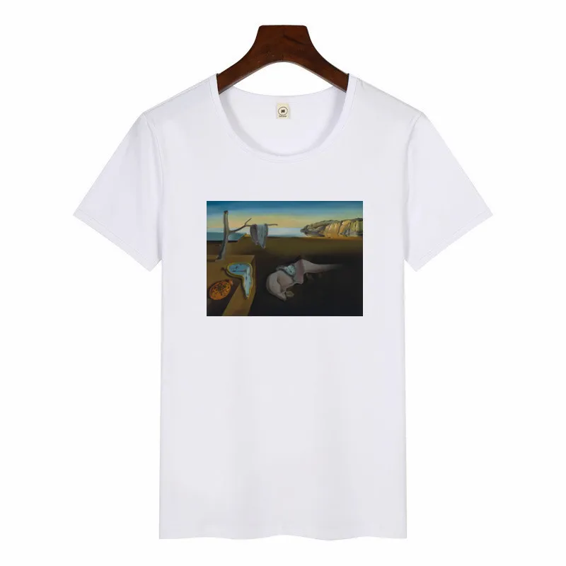 Забавная футболка Salvador Dali Surreal Art эстетические футболки с принтом модная повседневная футболка с круглым вырезом Harajuku топы с короткими рукавами футболка - Цвет: p1475A-white