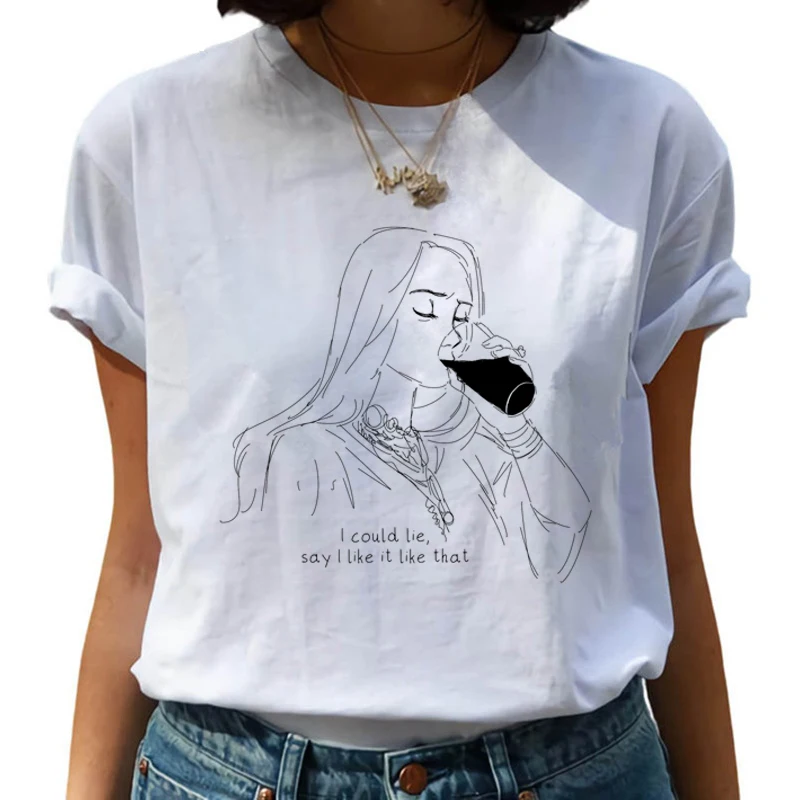 Billie Eilish Bad Guy Harajuku футболки для женщин Ullzang Забавные футболки с героями мультфильмов 90s Графические футболки модные хип-хоп футболки женские - Цвет: 8653