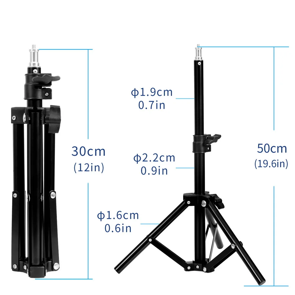 

Meking 50cm/20" mini Light Stand tripod with 1/4 Screw Head for lighting support system Quick Release Lock load 2kg