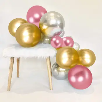

50pcs 12 Inch Pink Sliver Metallic Balloons Green Shiny Party Balloons for Bridal Shower Wedding Birthday Party Decoration
