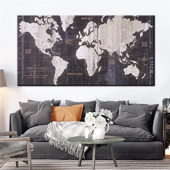 

Watercolor World Map Modular Painting Posters and Prints on Canvas Scandinavian Cuadros Wall Art Picture For Living Room