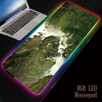 

ZSUXTC Waterfall Gaming RGB Gamer Large Mousepad LED Lighting USB Keyboard Colorful Desk Pad Mice Mat for PC Laptop Desktop