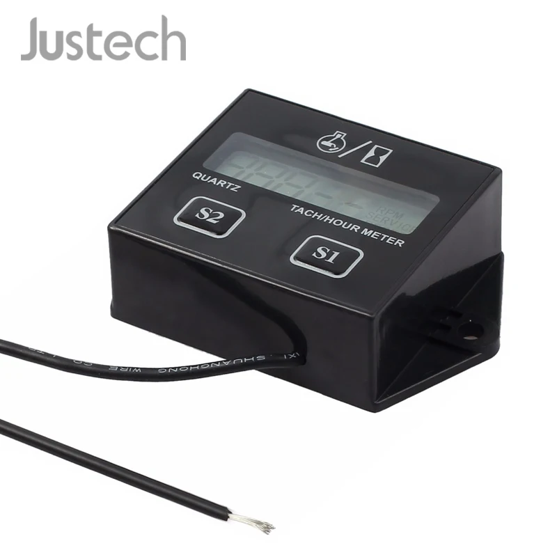 Justech ЖК цифровой двигатель Тахометр тач счетчик моточасов с проволокой для