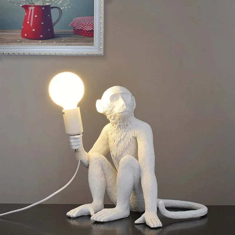 E27 Современная черная люстра с обезьянами, лампа из смолы пеньковая веревка, акриловый свет, Белая Гостиная, домашние светильники, подвесные лампы для обезьян