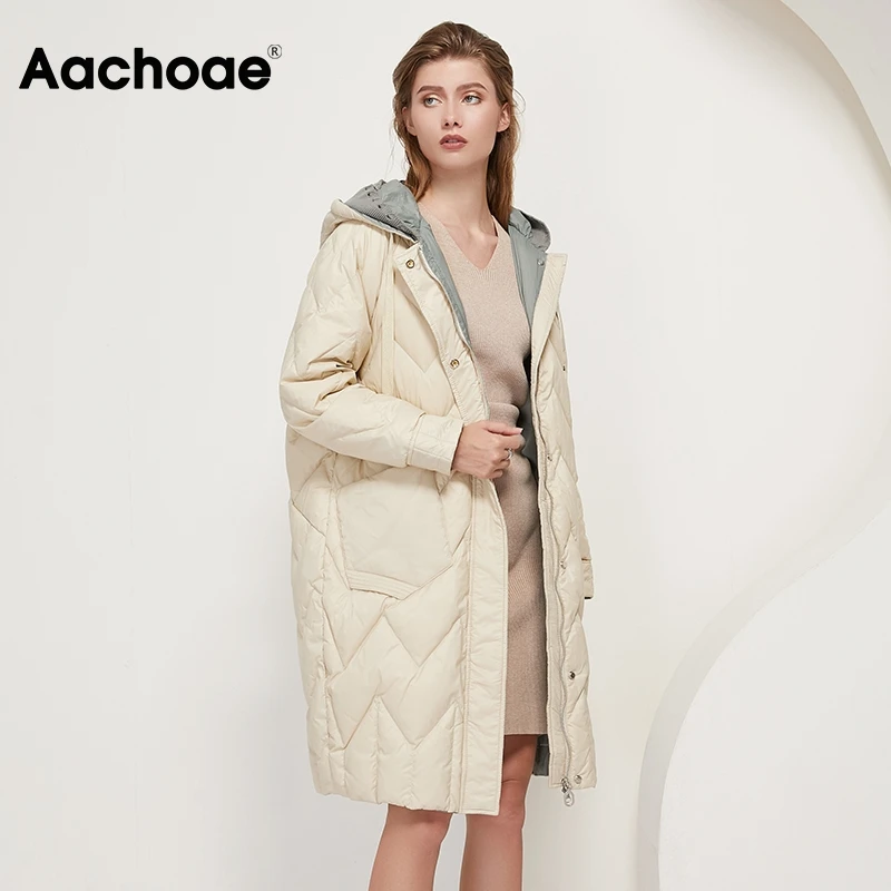 Aachoae 2020 Winter Thick Warm Knit Patchwork Coat