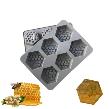 

6 Grids Silicone Soap Mold Durable Soap Candle Fondant Mould Honey Bee Pattern Soap Making Tool Home DIY Resin Clay Wax Maker