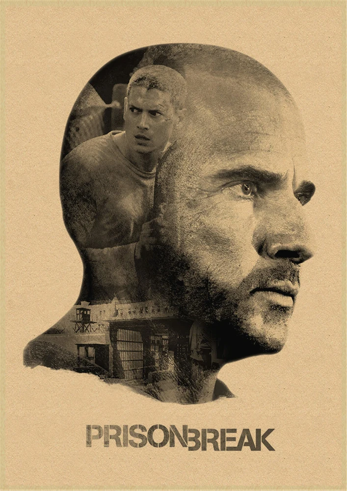 Movie Poster Home Decor Posters Wall Hangings Decor Prison Break Classic Movie Kraft Paper Poster Bar Cafe Living Room Dining room Wentworth Miller