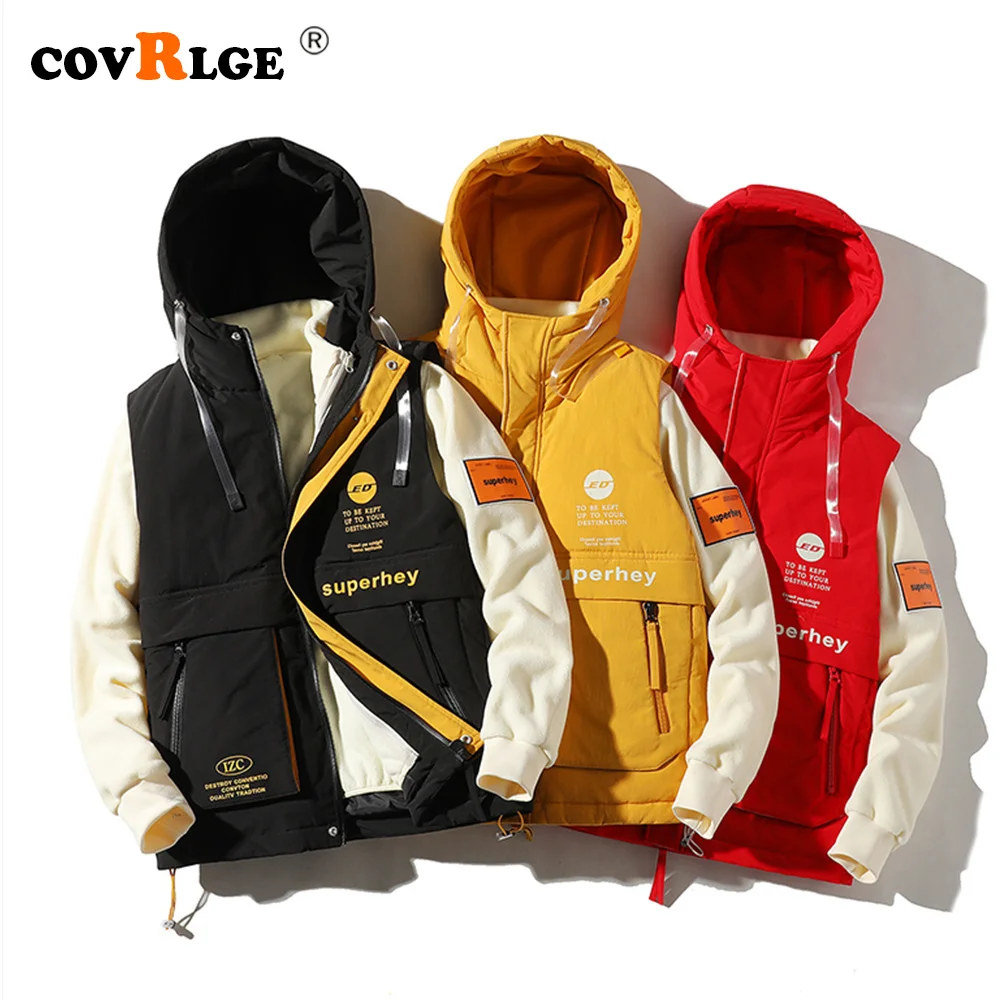 

Covrlge Winter New Style Hooded Men's Sleeveless Down Jacket Men 80 Velvet/down Jacket Two-piece Vest Men Warm Down Coat MWY029