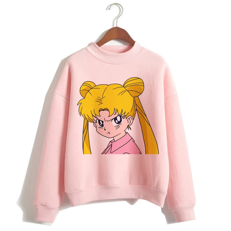 Сейлор Мун Харадзюку Толстовка корейский стиль Ulzzang Kawaii 90s мультфильм одежда пуловеры новые негабаритные с капюшоном уличная