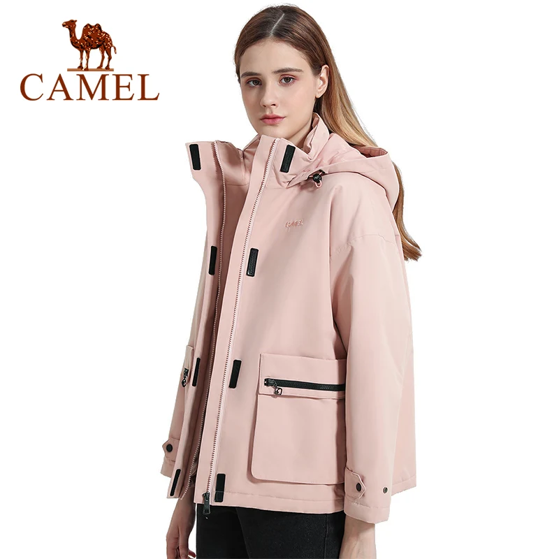 Женская уличная куртка CAMEL теплая ветрозащитная водонепроницаемая для осени и