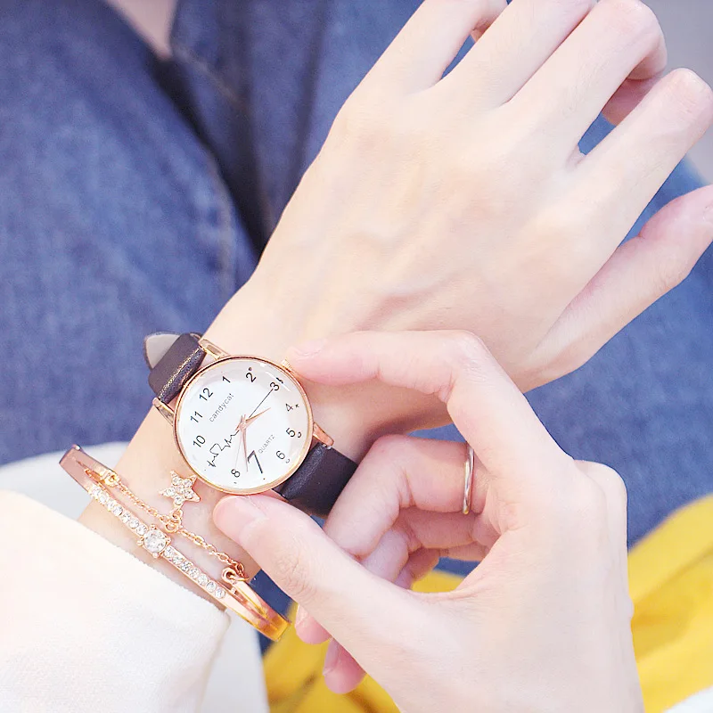 Модные повседневные женские кожаные часы аналоговые кварцевые часы золотые женские часы Женское платье Reloj Mujer подарочные часы