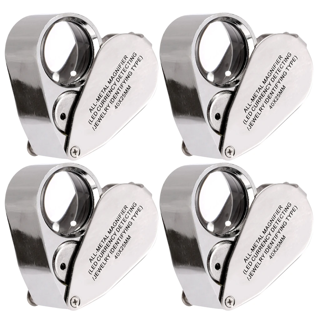 

4 Pieces 40X 25mm Glass Magnifying Magnifier Jeweler Eye Jewelry Loupe Loop