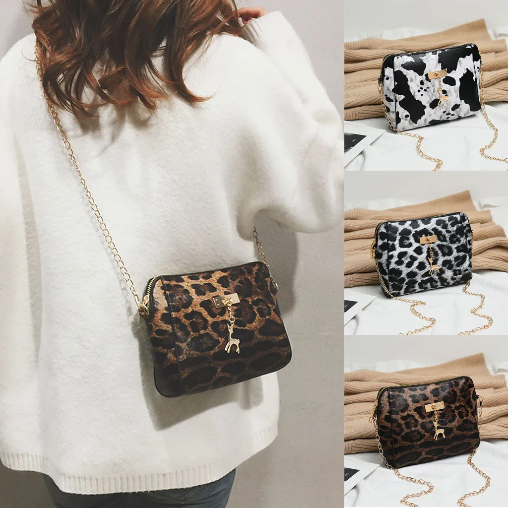 

Fashion Womens Leopard Print Fawn Pendant Shell Shoulder Bag Leopard Bag bags For Women Messenger Bag Taschen Women #YY