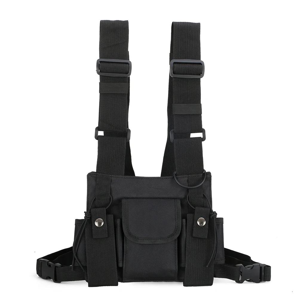 

Multifunctional Tactical Rig Unisex Waist Belt Hip Hop Vest Pouch Nylon Multi Pockets With Shoulder Strap Harness Chest Bag