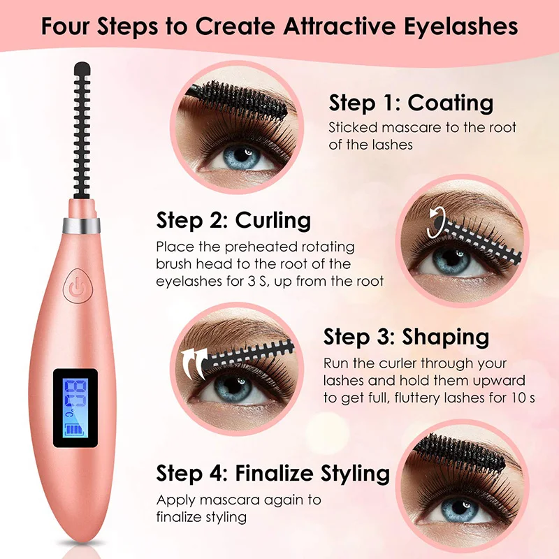 Modelador de Olho Ferramenta com Display Elétrica Aquecida Cílios Portátil Mini Usb Recarregável Lash Curler Lcd Longa Duração Rápida 4 mini usb recarregável lash curler ferramenta com