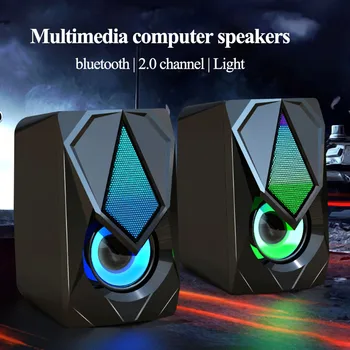 

Portable Computer Speakers USB Powered bluetooth speaker columns with light Desktop subwoofer Music center Wired loudspeakers