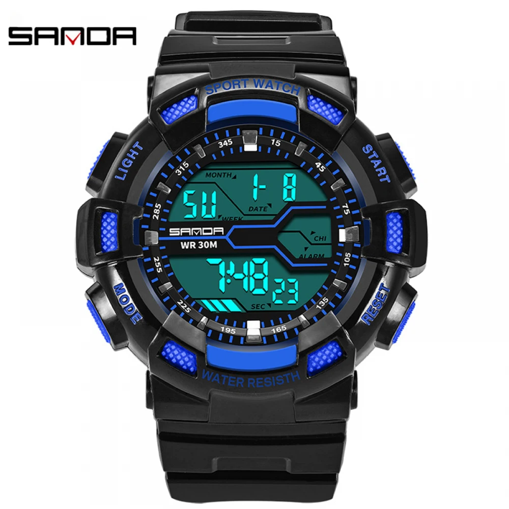 

SANDA Fashion Business Watches Big Digital Multifunctional LED Waterproof Swimming Outdoor Sports Watch Trendy Electronic Watch