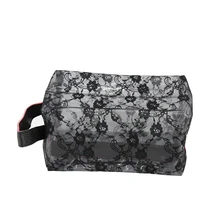 المحمولة المرأة السفر حقيبة مستحضرات تجميل الدانتيل الأسود تصميم حقيبة مستحضرات التجميل سستة ماكياج أدوات التجميل المنظمون حالة سيدة غسل ح...(China)