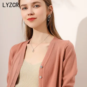 

LYZCR Knit Women Cardigan Wool V-neck Cashmere Short Red Female Cardigan Plus Size Spring Autumn Long Sleeve Knitted Women Tops