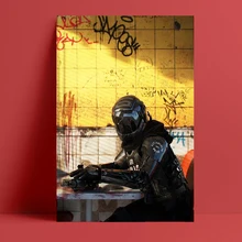 

Black mechanical warrior movie graffiti canvas decoration poster, interior decoration， decorations for home