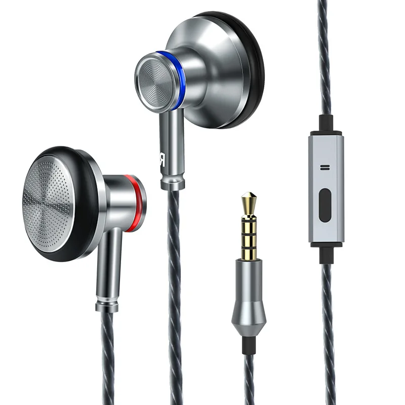 Silver grey Металлические наушники-вкладыши HIFI стерео плоская гарнитура с микрофоном 3,5 мм разъем вкладыши проводные наушники для ПК телефона игры музыка Mp3 MP4 Dj - Цвет: Silver grey