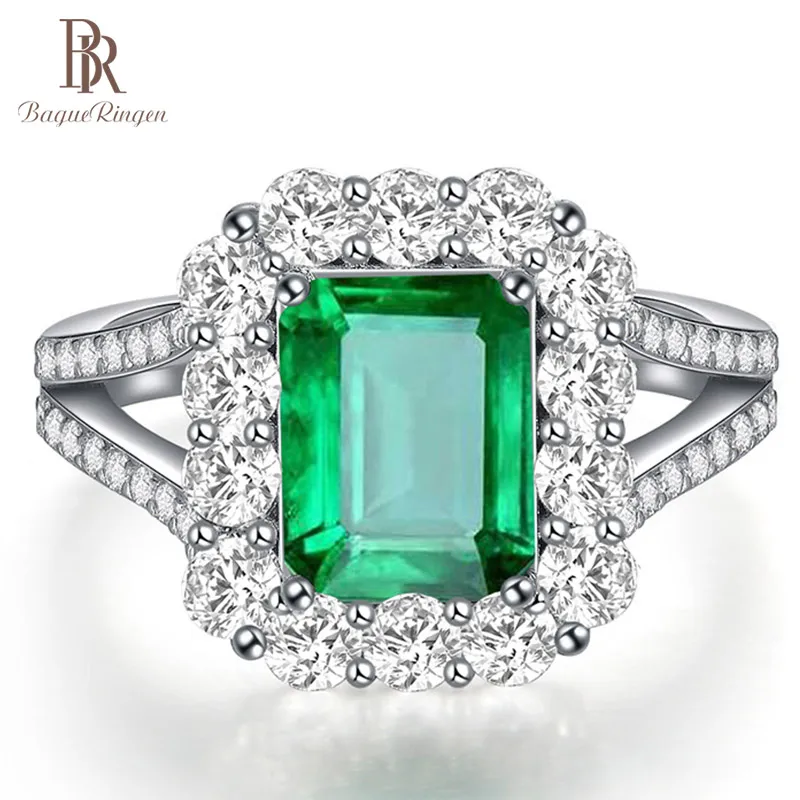 Женское кольцо с изумрудами Bague Ringen регулируемое квадратное из стерлингового