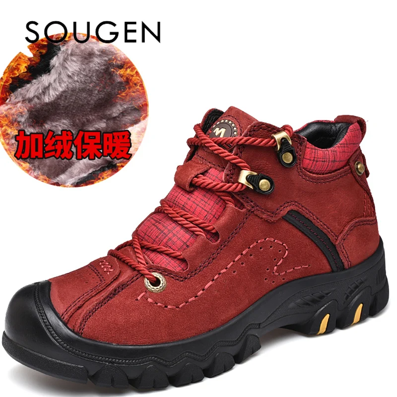

Snow Boots Men Shoes Leather Boots Winter Fashion Mens Work Boots Male Shoes Adult Casual Sneaker Big Size 48 14