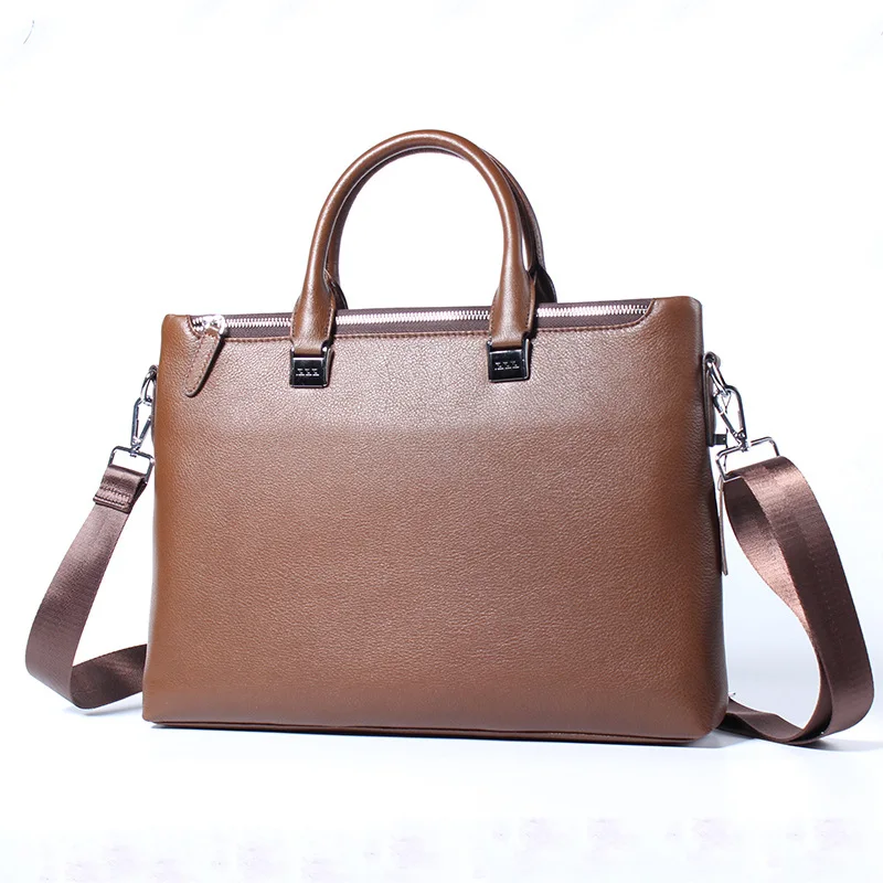 

New Men's Handbag Business Leather Leisure Computer Bag Leather Briefcase Imported Leather Men's Bag