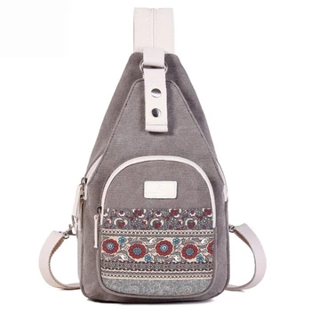 

Women Canvas Bag Ladies Retro Folk-Custom Style Shoulder Bag Daily Travel Small Backpack Female Casual Floral Chest Bag Mochilas