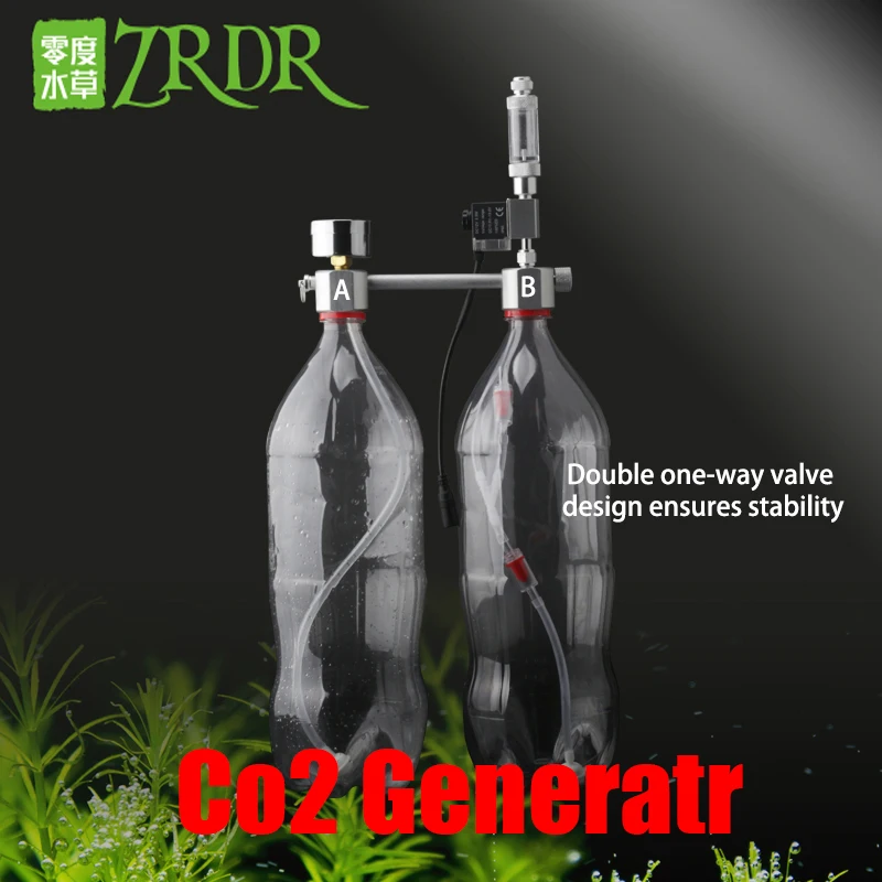 

ZRDR Aquarium DIY CO2 Generator System Kit with Pressure Air Flow Adjustment Water Plant Fish Tank Aquarium Co2 Solenoid valve