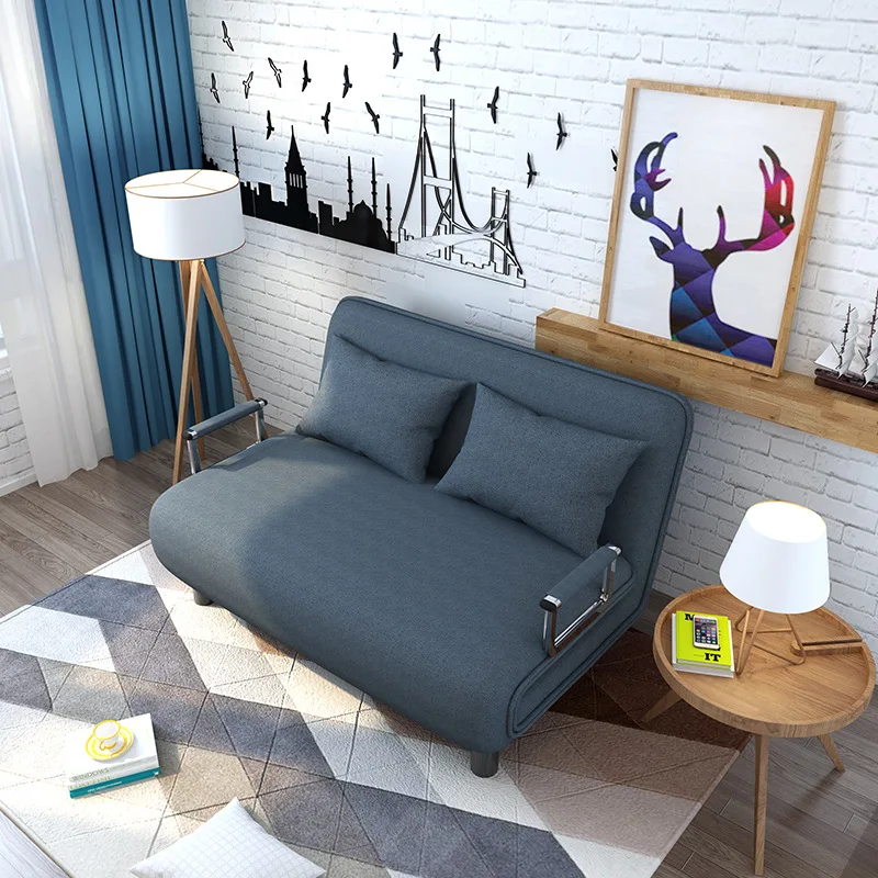 Folding Sofa Bed Armchair Sleeper Leisure Recliner Fabric Breathable Lazy Sofas Single Living Room Lounge Chair Bed