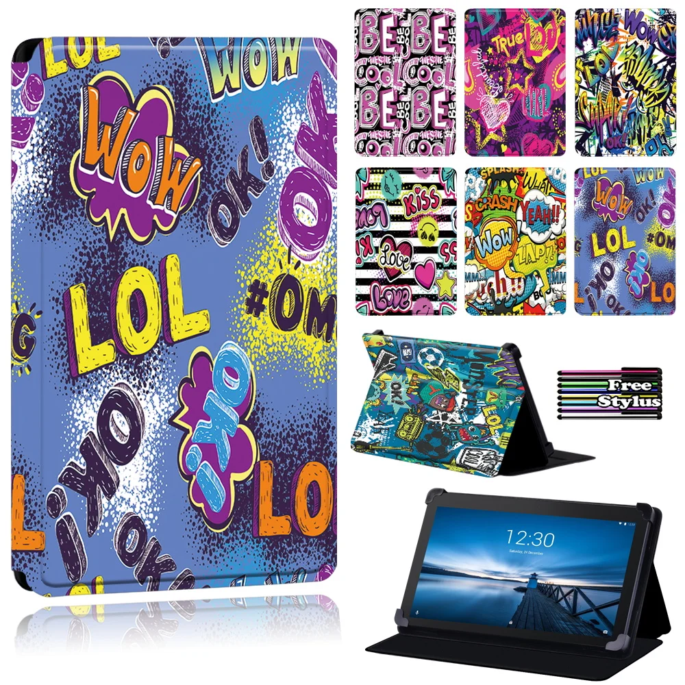 

Tablet Case for Lenovo Tab E7/Lenovo Tab E10/Lenovo Tab E8 - Graffiti Art Series Anti-drop Flip Leather Cover Case + Free Stylus