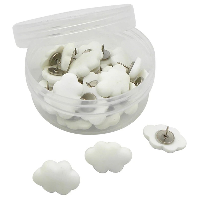 Chinchetas de resina para uñas, diseño bonito, para oficina, Color crema de dibujos animados, 30 Uds.