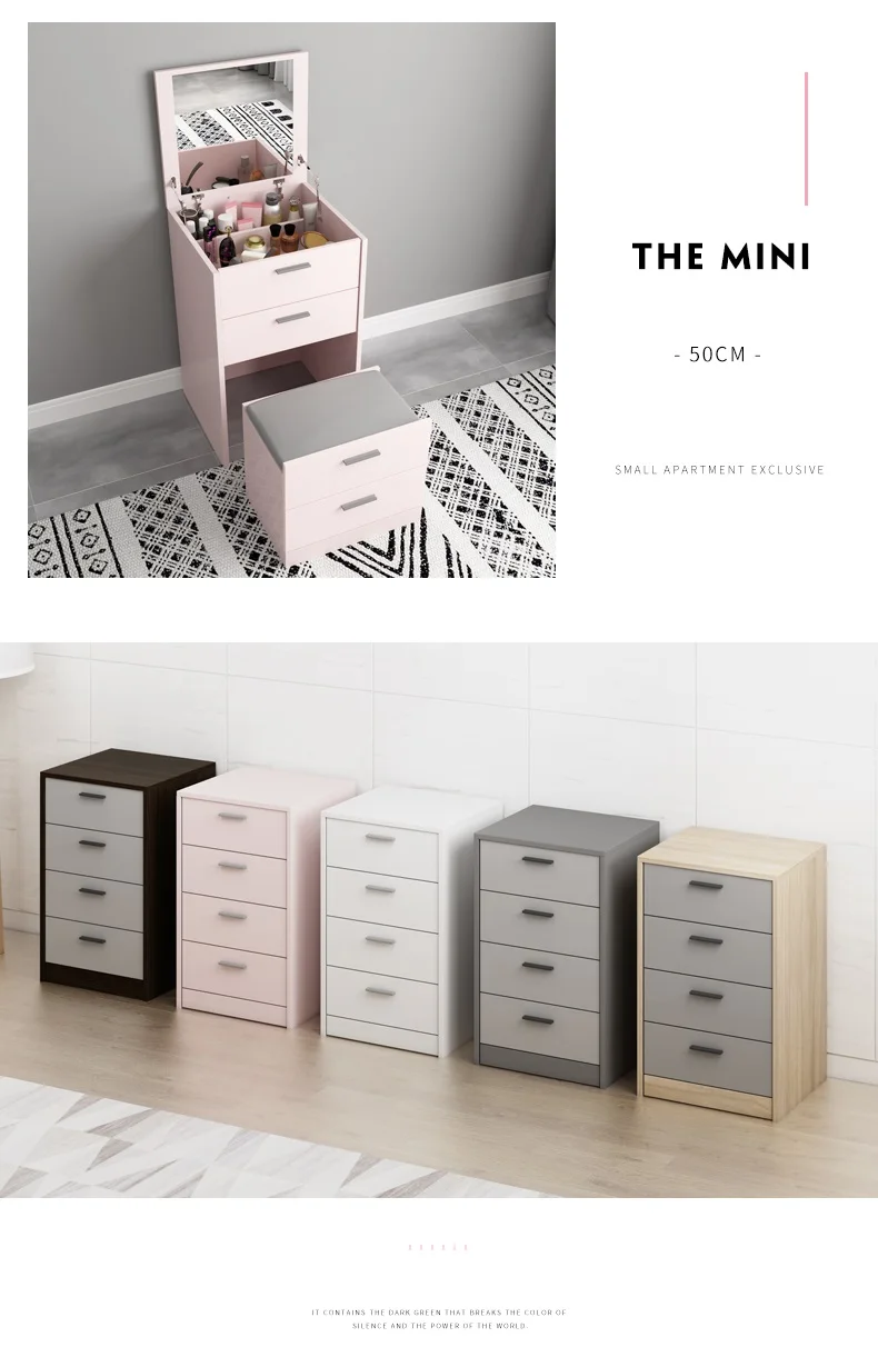 Mini Makeup Vanity Table with Mirror Dressing Table Modern Minimalist Small Apartment Clamshell