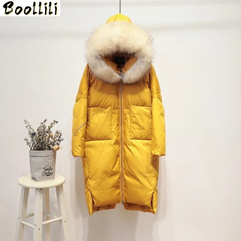 

Boollili Winter Coat Women Parka Oversized White Duck Down Jacket Women Big Fur Collar Down Coat Hooded Puffer Jacket