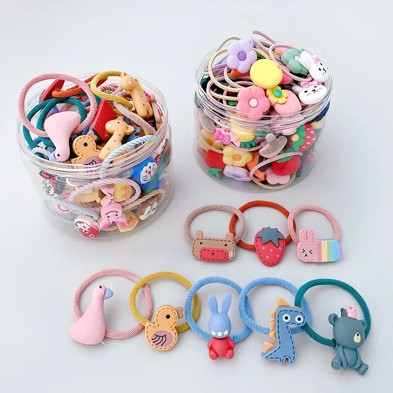 

20/30 Pcs/Box Girls Cute Cartoon Fruit Elastic Hair Bands Baby Children Lovely Scrunchies Rubber Bands Kids Hair Accessories
