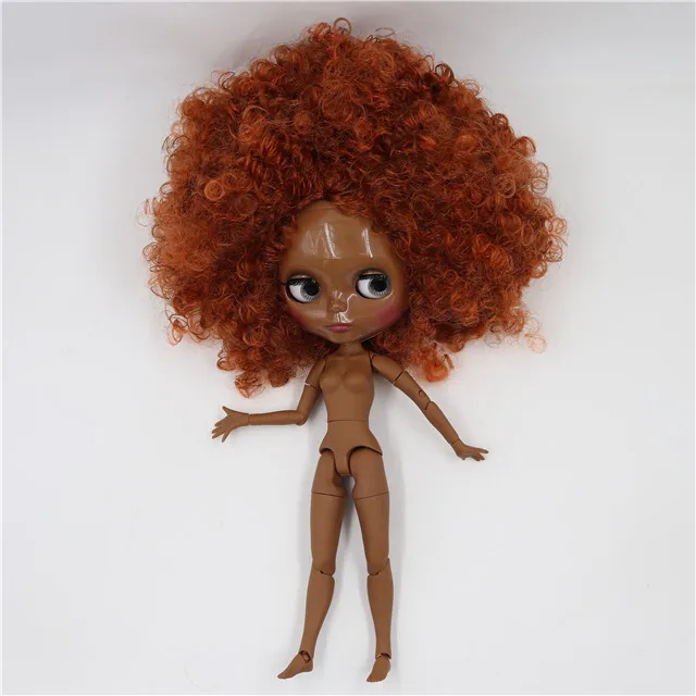 Neo Blythe Doll with Ginger Hair, Black Skin, Shiny Cute Face & Custom Jointed Body 1