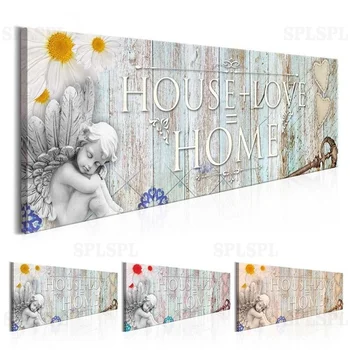 

Home Prints Baby Angel Poster Sunflower Wall Art Peaceful Modern Canvas Painting Pictures for Kids Living Room Home Decoration