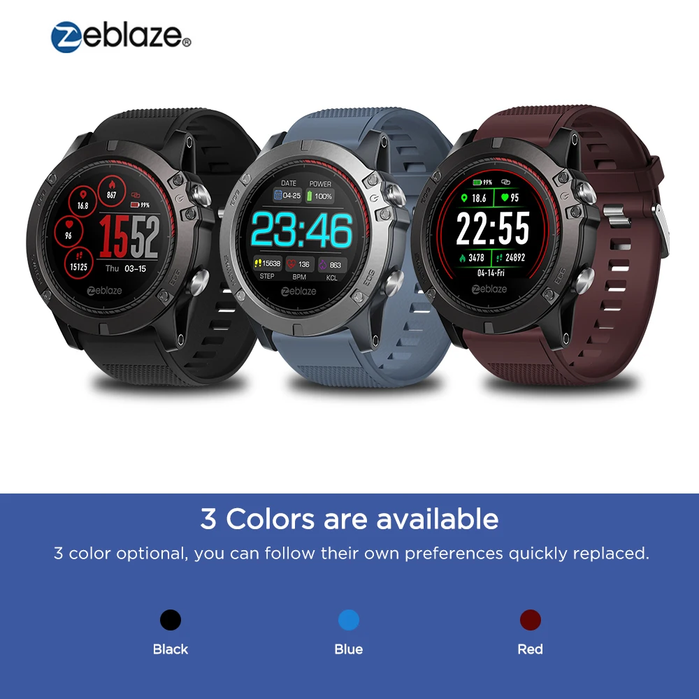 Zeblaze VIBE 3 Pro Полный Круглый пульсометр умные спортивные часы светодиодный шагомер с подсветкой 5ATM водонепроницаемые умные часы
