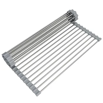 

Large Roll-Up Dish Drying Rack Over The Sink Foldable Utensil Plates Holders Dish Rack Rustproof Silicone Dish Drainers