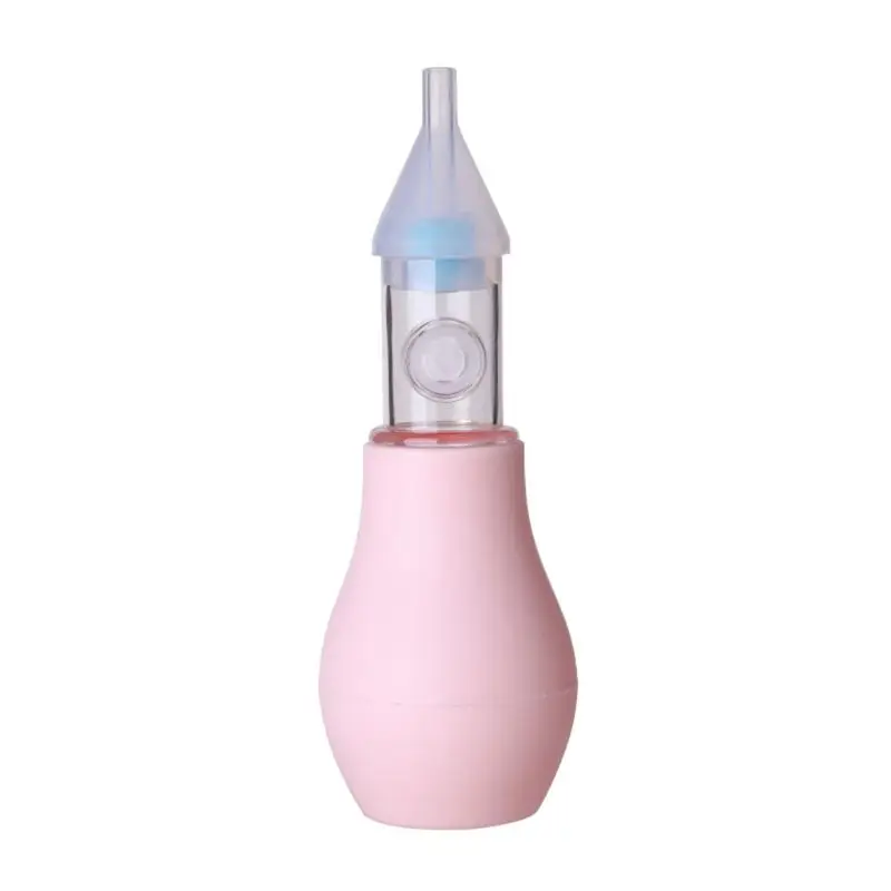 Детский носовой аспиратор против обратного потока устройство силиконовый насос всасывания младенцев ручной очиститель носа - Цвет: Розовый