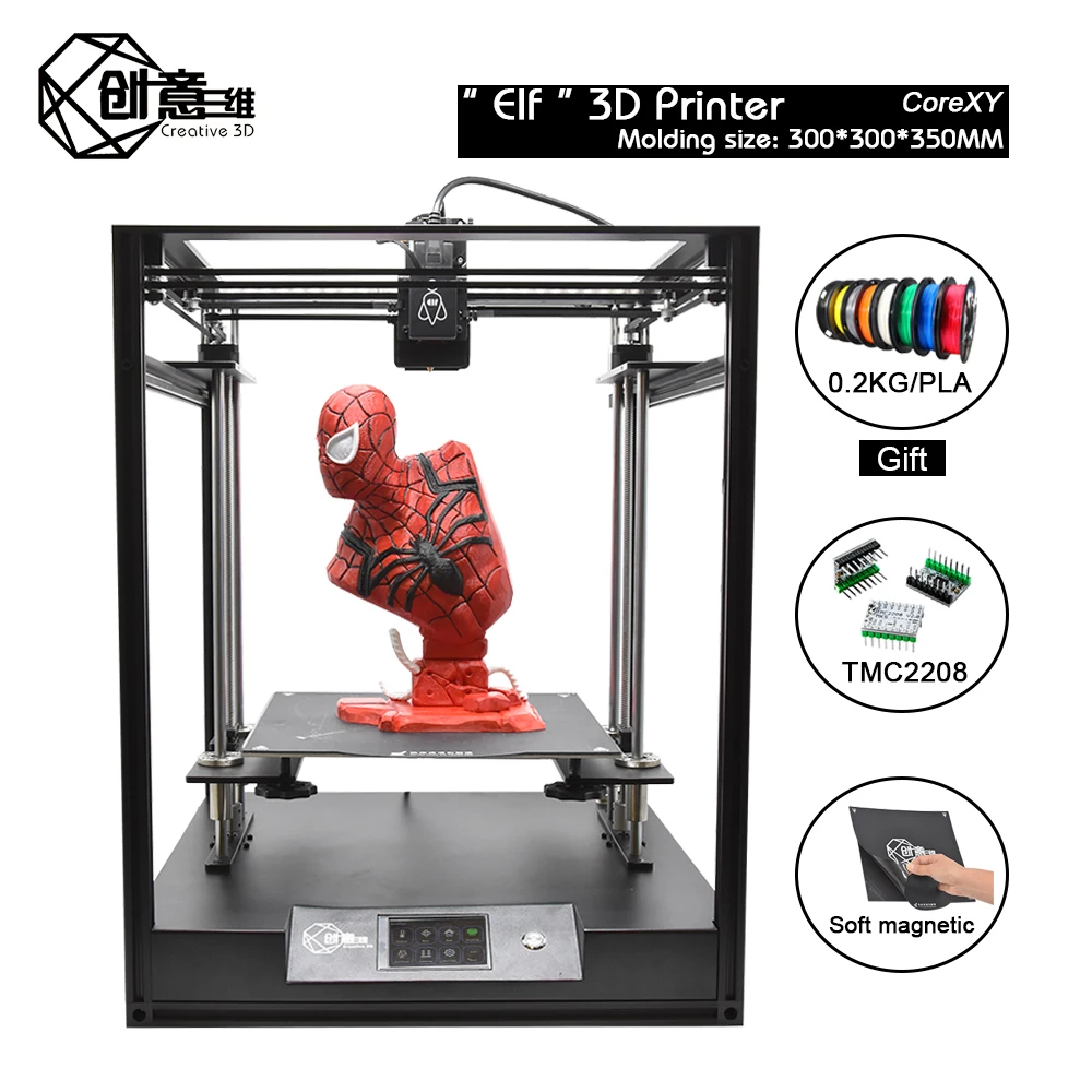 

Creative3D Elf 3D Printer Large Size 300* 300 *350mm CoreXY High Precision DIY FDM 3D Printer Kit Core XY with Dual Z-Axis DIY