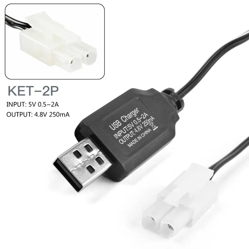 4,8 V 250mA USB зарядное устройство, аккумулятор, адаптер, Ni-CD Ni-MH для игрушек, RC автомобиль, KET-2P, KET-3P SM JST EL 557-2P - Цвет: KET-2P