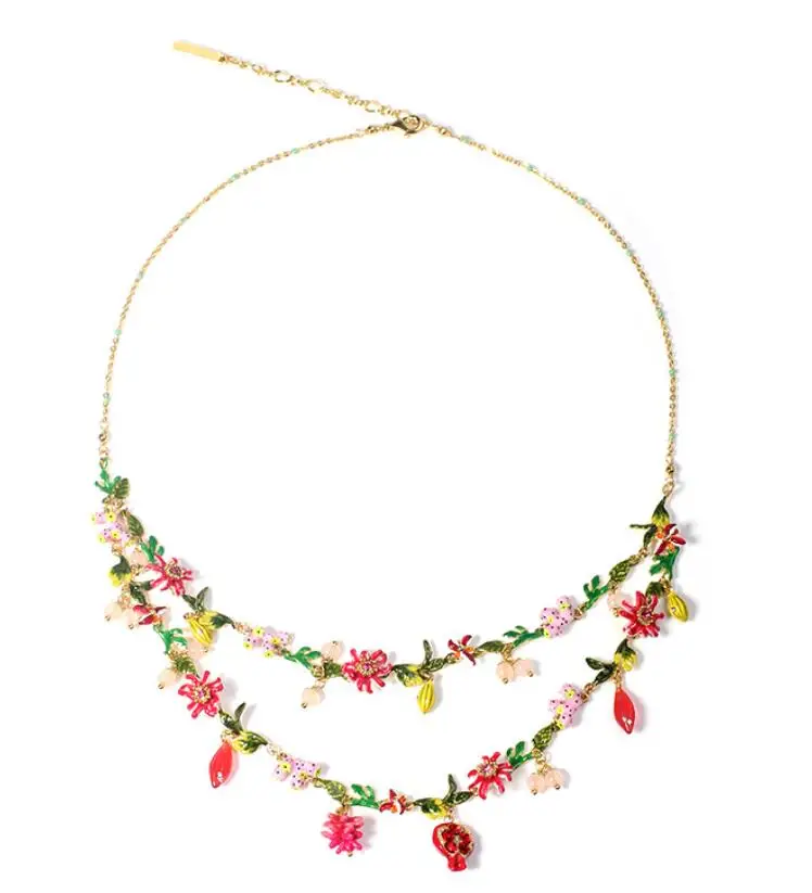 CSxjd дизайнер Небесный сад Гранатовый Цветок двойной слой большое ожерелье женские ювелирные изделия