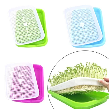 

1 set Plastic Nursery Tray Hydroponics Seedling Tray Growing Vegetables seedlings Double Layer Sprout Plate