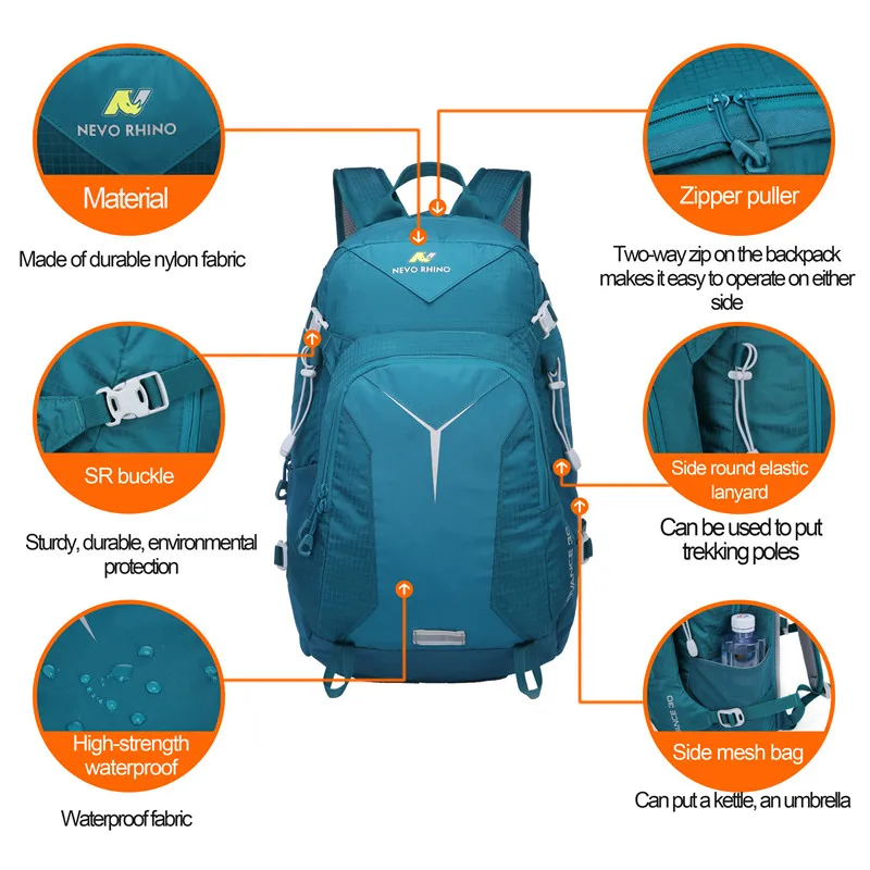 NEVO RHINO, водонепроницаемый мужской рюкзак, 30л, унисекс, для путешествий, сумка, для пеших прогулок, для альпинизма, альпинизма, кемпинга, рюкзак для мужчин